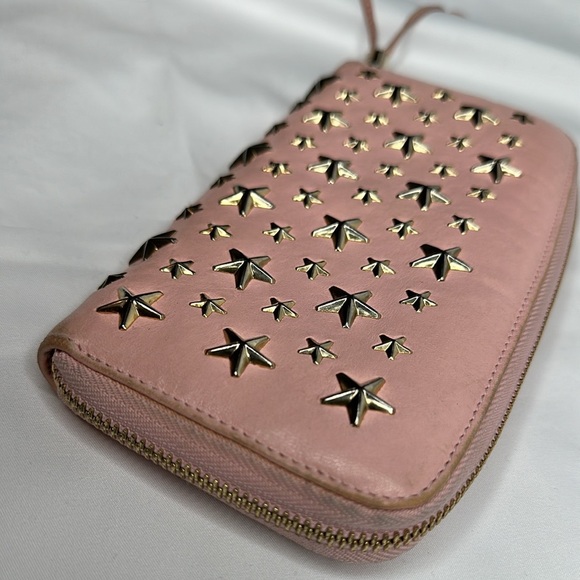 JIMMY CHOO FILIPA Star-embossed Leather Wallet Pink & Gold Leather Signat… - Picture 5 of 17